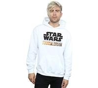 Absolute Cult Star Wars Men's The Mandalorian Logo Hoodie White Medium