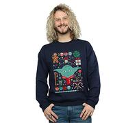 Absolute Cult Star Wars Men's Yoda Christmas Sweatshirt Navy Blue Medium