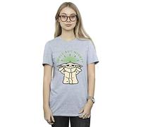 Absolute Cult Star Wars Women's The Mandalorian Small But Mighty Grogu Boyfriend Fit T-Shirt Sport Grey Large