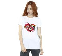 Absolute Cult The Powerpuff Girls Women's Holding Hands Heart Boyfriend Fit T-Shirt White Medium