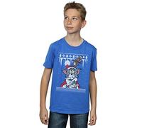 Absolute Cult Tom and Jerry Boys Christmas Fair Isle T-Shirt 9-11 Years Royal Blue