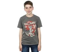 Absolute Cult Tom and Jerry Boys Rocket Prank T-Shirt Charcoal 7-8 Years