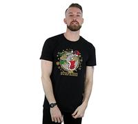 Absolute Cult Tom and Jerry Men's Christmas Surprise T-Shirt Large Black