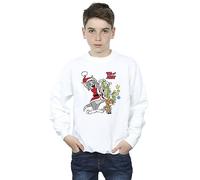 Absolute Cult Tom & Jerry Boys Christmas Reindeer Sweatshirt White 9-11 Years