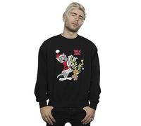 Absolute Cult Tom & Jerry Men's Christmas Reindeer Sweatshirt Black XXX-Large