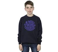 Absolute Cult Willy Wonka & The Chocolate Factory Boys Typed Logo Sweatshirt Navy Blue 9-11 Years