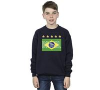 Absolute Cult World Cup Boys Brazil Flag Stars Sweatshirt Navy Blue 9-11 Years