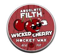 Absolute Filth - Wicked Cherry Scented Hockey Wax (Medium Tack) - Premium Performance for Maximum Grip & Blade Protection - Waterproof Your Stick Tape - 3oz Puck- Ice & Street US Made