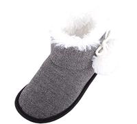 ABSOLUTE FOOTWEAR Arabella, Womens Winter Bootie Slippers, Pom Pom Design, Black, Large (UK 7 / UK 8)