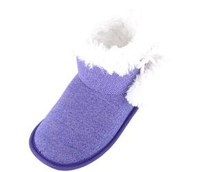 ABSOLUTE FOOTWEAR Arabella, Womens Winter Bootie Slippers, Pom Pom Design, Purple, Large (UK 7 / UK 8)