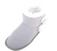 ABSOLUTE FOOTWEAR Arabella, Womens Winter Bootie Slippers with Pom Pom Design - Grey - Large (UK 7 / UK 8)