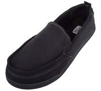 ABSOLUTE FOOTWEAR Caleb, Mens Slip On Moccasin Style Loafer Slipper - Black - Medium (UK 8 / UK 9)
