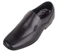 ABSOLUTE FOOTWEAR Childrens Kids Boys Easy Slip On Smooth Leather Smart Formal School Wedding Shoes - Black - UK Child 1 / EU 33