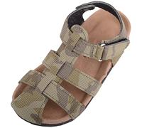 ABSOLUTE FOOTWEAR Childrens Kids Boys Easy Slip On Touch and Close Summer Holiday Camouflage Sandals - Khaki - UK Infant 7