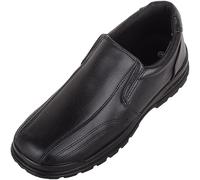 ABSOLUTE FOOTWEAR Childrens Kids Boys Juniors Easy Slip On Twin Gusset Faux Leather Formal Smart School Shoes - Black - UK Child 13 / EU 32