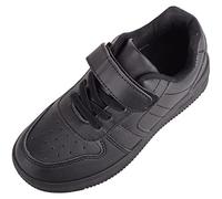 ABSOLUTE FOOTWEAR Childrens Kids Boys Touch and Close Elasticated Lace Up Casual Trainers Sneakers - Black - UK Child 11