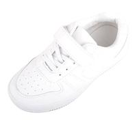 ABSOLUTE FOOTWEAR Childrens Kids Boys Touch and Close Elasticated Lace Up Casual Trainers Sneakers - White - UK Child 12