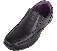 ABSOLUTE FOOTWEAR Childrens Kids Infants Boys Formal Faux Leather Slip On Padded School Wedding Shoes - Black - UK Infant 9 / EU 27