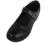ABSOLUTE FOOTWEAR Childrens Kids Infants Faux Leather Chunky Platform Buckled Smart School Shoes - Black PU - UK Infant 10