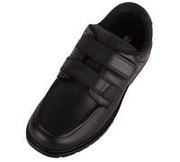 ABSOLUTE FOOTWEAR Childrens Kids Infants Junior Faux Leather Double Touch and Close School Shoes - Black - UK 5
