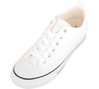 ABSOLUTE FOOTWEAR Childrens Kids Infants Low Top Lace Up Canvas Pumps with Chunky Sole - White - UK Child 12 / EU 30-31