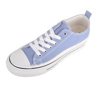 ABSOLUTE FOOTWEAR Childrens Kids Low Top Lace Up Canvas Pumps with Chunky Sole - Sky Blue - UK 3 / EU 36