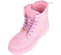 ABSOLUTE FOOTWEAR Childrens Low Heel Lace Up Glitter Ankle Boot with Heart Design