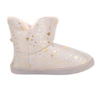 ABSOLUTE FOOTWEAR Girl's Childrens Easy Slip On Faux Fur Winter Bootie Slipper, Star Design in Grey | Size: Infant 12-13 ABSOLUTE FOOTWEAR Grey Infant 12-13