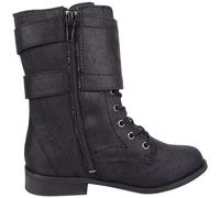 ABSOLUTE FOOTWEAR Girl's Childrens Slip On Lace Up Inside Zip Warm Boots, Double Buckle Design in Black | Size: Infant 13 ABSOLUTE FOOTWEAR Black Infant 13