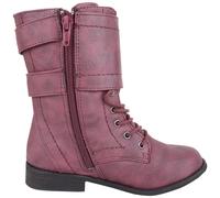 ABSOLUTE FOOTWEAR Girl's Childrens Slip On Lace Up Inside Zip Warm Boots, Double Buckle Design in Burgundy | Size: Infant 11 ABSOLUTE FOOTWEAR Burgundy Infant 11