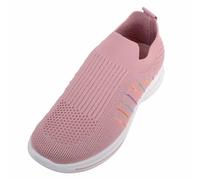 ABSOLUTE FOOTWEAR Kids Childrens Easy Slip On Lightweight Knitted Sports Leisure Trainer - Blush - UK Child 1.5 / EU 34