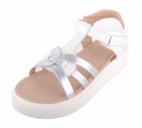 ABSOLUTE FOOTWEAR Kids Childrens Girls Lightweight Gladiator Style Glitter Summer Sandal - White/Silver - UK Infant 10 / EU 28