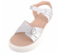 ABSOLUTE FOOTWEAR Kids Childrens Girls Lightweight Summer Holiday Glitter Sandal - Silver - UK Child 13 / EU 32