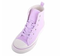ABSOLUTE FOOTWEAR Kids Childrens Juniors Lace Up High Top Canvas Trainer with Platform Sole - Lilac - UK 5 / EU 38