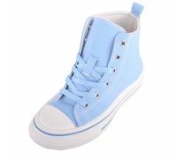ABSOLUTE FOOTWEAR Kids Childrens Juniors Lace Up High Top Canvas Trainer with Platform Sole - Sky - UK 5 / EU 38