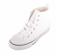 ABSOLUTE FOOTWEAR Kids Childrens Juniors Lace Up High Top Canvas Trainer with Platform Sole - White - UK 5 / EU 38