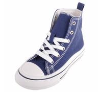 ABSOLUTE FOOTWEAR Kids Childrens Lace Up High Top Canvas Trainer with Platform Sole - Navy - UK Child 11 / EU 29