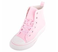 ABSOLUTE FOOTWEAR Kids Lace Up High Top Canvas Trainer with Platform Sole, Pink, UK Infant 8 / EU 26
