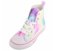 ABSOLUTE FOOTWEAR Kids Lace Up High Top Canvas Trainer with Platform Sole, Rainbow, UK Infant 10 / EU 28