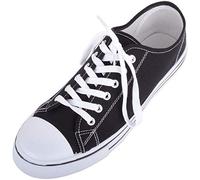 ABSOLUTE FOOTWEAR Kids Unisex Casual Canvas Lace Up Leisure Trainers Pumps, Black White, UK Child 13 / EU 32
