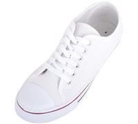 ABSOLUTE FOOTWEAR Kids Unisex Casual Canvas Lace Up Leisure Trainers Pumps, White, UK 4 / EU 37