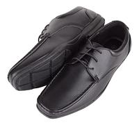 ABSOLUTE FOOTWEAR Mens Boys Slip On Lace Up Faux Leather Formal School Work Wedding Shoes - UK 5 / EU 39 Black