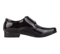 Childrens Junior Slip On Faux Patent Leather Formal Smart School Shoes ABSOLUTE FOOTWEAR Black 6