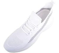 ABSOLUTE FOOTWEAR Mens Easy Slip On Breathable Mesh Two Toned Lace Up Sports Trainers Sneakers - White - UK 11 / EU 45