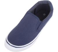 ABSOLUTE FOOTWEAR Mens Easy Slip On Canvas Trainers Pumps with Twin Gusset - Navy/White- UK 9
