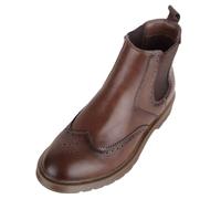ABSOLUTE FOOTWEAR Mens Easy Slip On Faux Leather Chelsea Desert Boot with Twin Gusset - Brown - UK 10 / EU 44