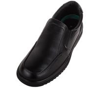 ABSOLUTE FOOTWEAR Mens Easy Slip On Faux Leather Formal Casual Work Shoe with Twin Gusset - Black - UK 10
