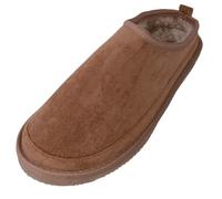 ABSOLUTE FOOTWEAR Mens Easy Slip On Open Back Mule Slippers with Faux Fur Inner - Beige - UK 9 / EU 43