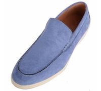 ABSOLUTE FOOTWEAR Mens Easy Slip On Suede Look Casual Loafer Shoe with Constrast Sole - Pale Blue - UK 8 / EU 42