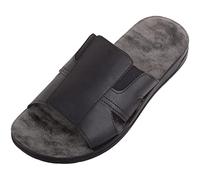 ABSOLUTE FOOTWEAR Mens Easy Slip On Summer Holiday Beach Pool Twin Gusset Lightweight Sliders Sandals - Black - UK 8 / EU 42